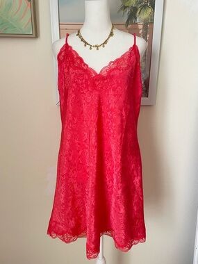 Victoria's Secret Gold Label Vintage 90s Y2K Jacquard Coral Slip Dress Large